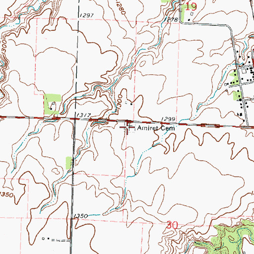 Topographic Map of Amiret Cemetery, MN