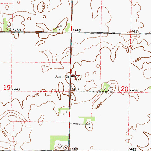 Topographic Map of Amo Church, MN