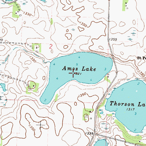 Topographic Map of Amos Lake, MN
