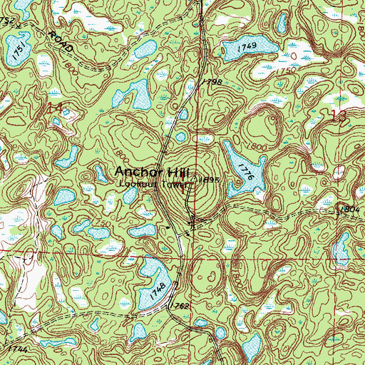 Topographic Map of Anchor Hill, MN