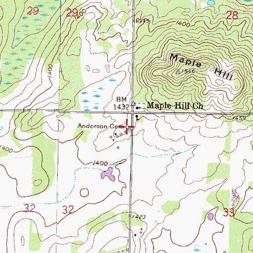 Topographic Map of Anderson Cemetery, MN