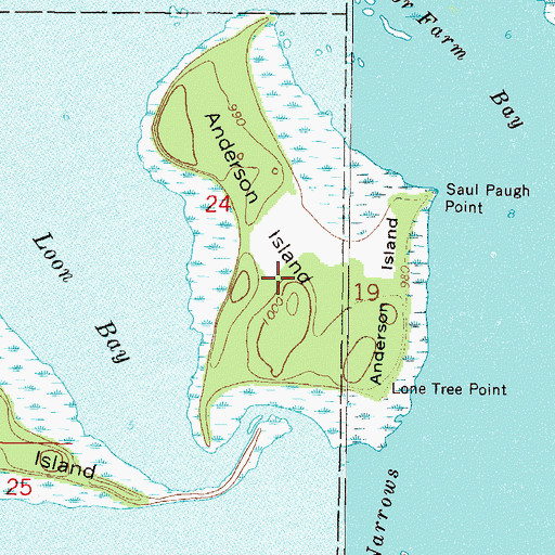 Topographic Map of Anderson Island, MN