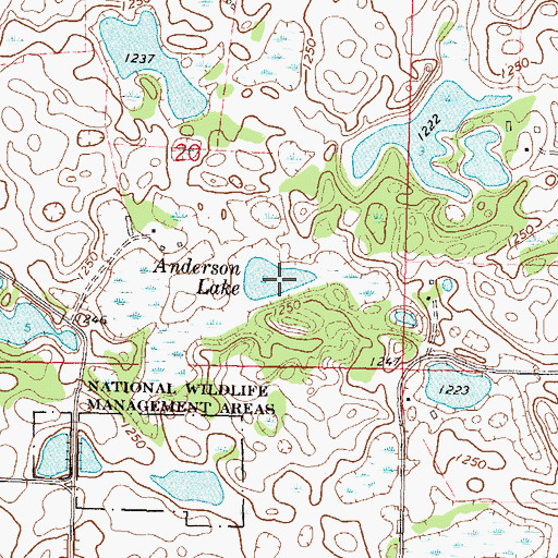 Topographic Map of Anderson Lake, MN