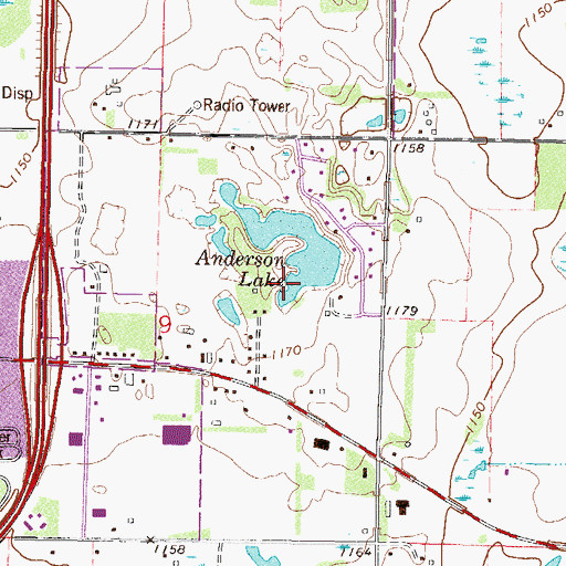 Topographic Map of Anderson Lake, MN