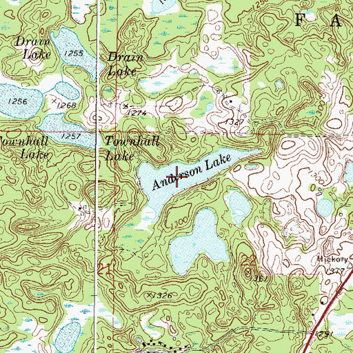 Topographic Map of Anderson Lake, MN