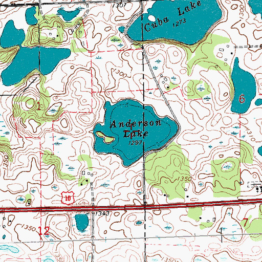 Topographic Map of Anderson Lake, MN