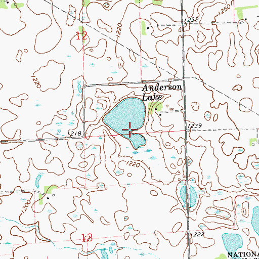 Topographic Map of Anderson Lake, MN