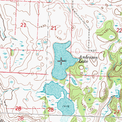 Topographic Map of Anderson Lake, MN