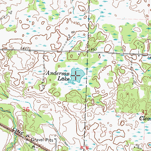 Topographic Map of Anderson Lake, MN