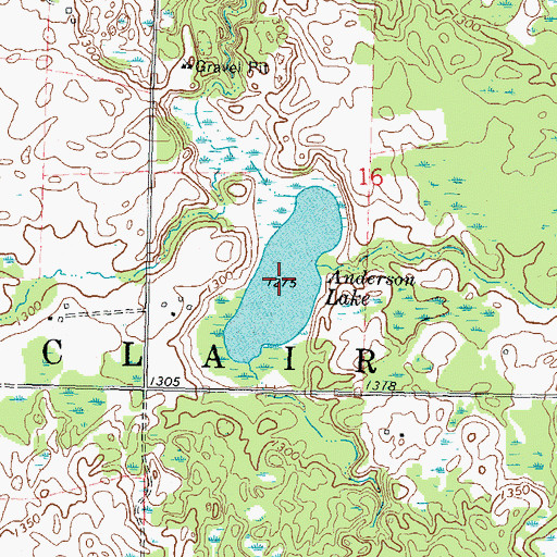 Topographic Map of Anderson Lake, MN