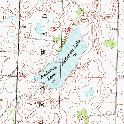 Topographic Map of Anderson Lake, MN