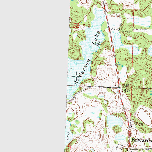 Topographic Map of Anderson Lake, MN
