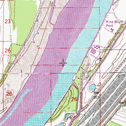 Topographic Map of Kelly Island (historical), AR