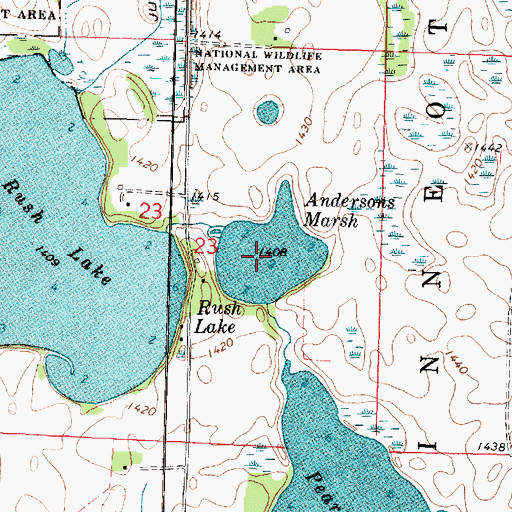 Topographic Map of Andersons Marsh, MN