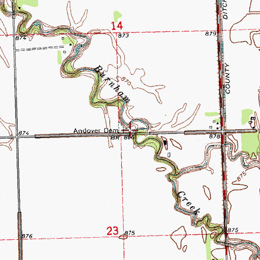 Topographic Map of Andover Cemetery, MN