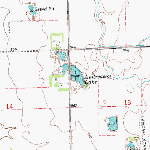 Topographic Map of Andreason Lake, MN