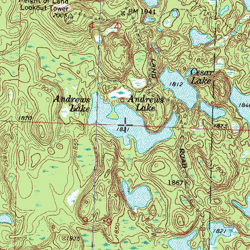 Topographic Map of Andrews Lake, MN