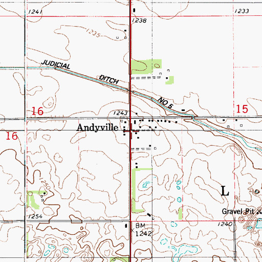 Topographic Map of Andyville, MN