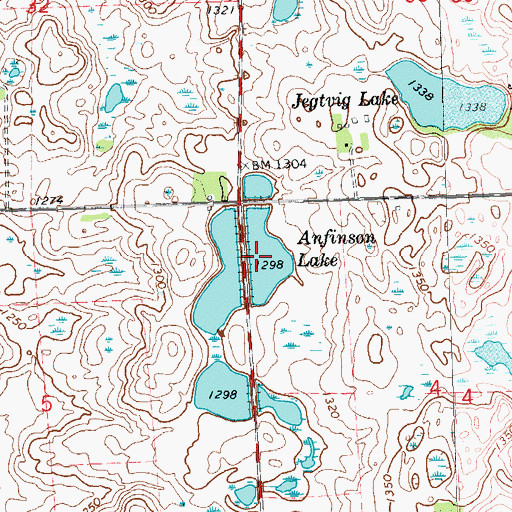Topographic Map of Anfinson Lake, MN