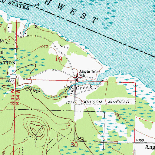 Topographic Map of Angle Inlet School, MN