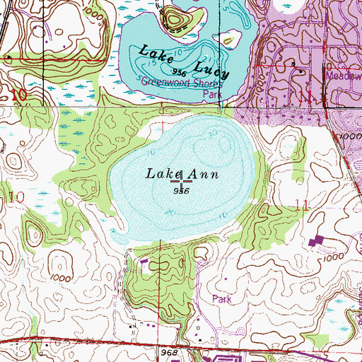 Topographic Map of Lake Ann, MN