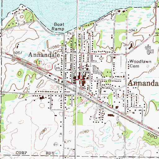 Topographic Map of Annandale, MN