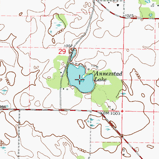 Topographic Map of Annexstad Lake, MN