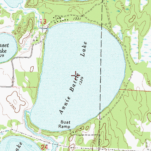 Topographic Map of Annie Battle Lake, MN