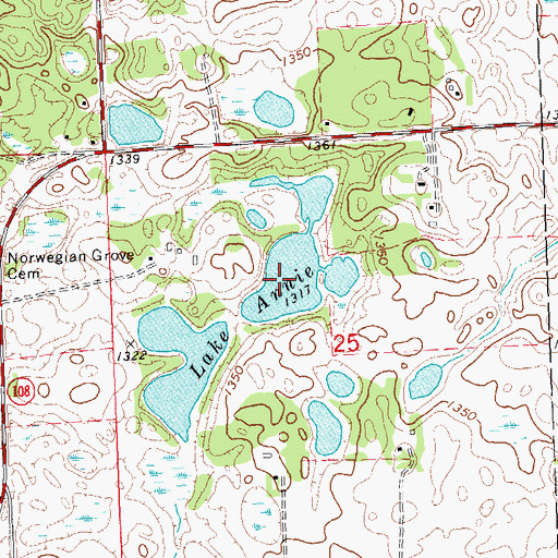 Topographic Map of Lake Annie, MN