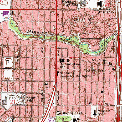 Topographic Map of Annunciation Elementary and Middle School, MN