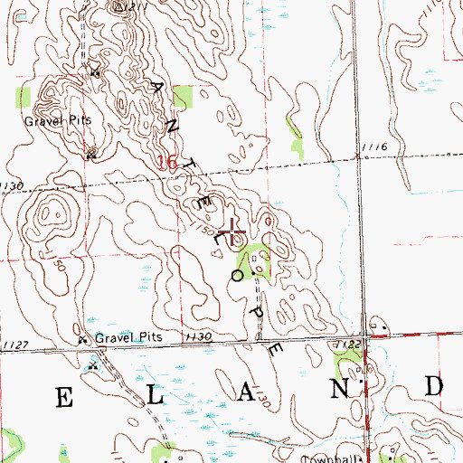 Topographic Map of Antelope Hills, MN