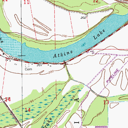 Topographic Map of Lakeside Church (historical), AR