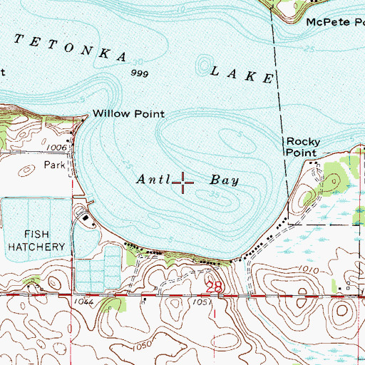 Topographic Map of Antl Bay, MN