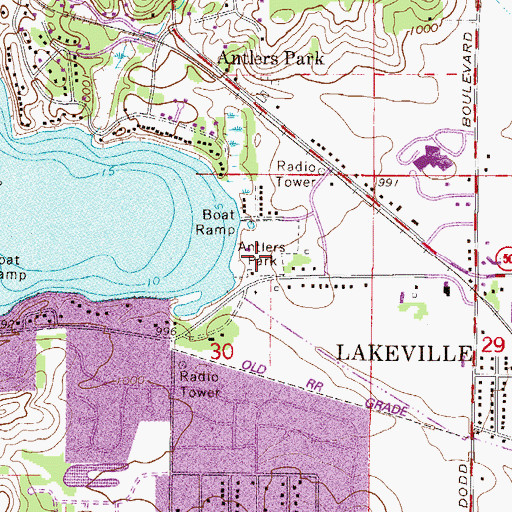 Topographic Map of Antlers Park, MN
