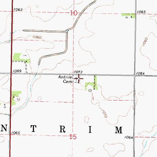 Topographic Map of Antrim Cemetery, MN
