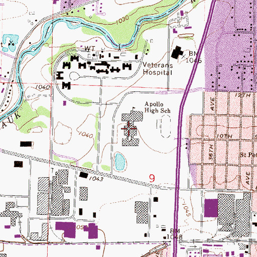 Topographic Map of Apollo High School, MN