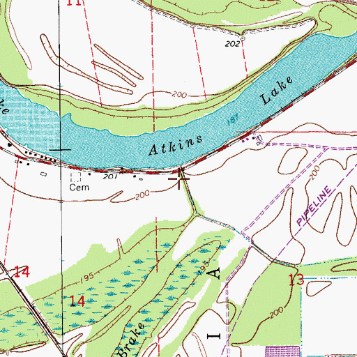Topographic Map of Lakeside School (historical), AR
