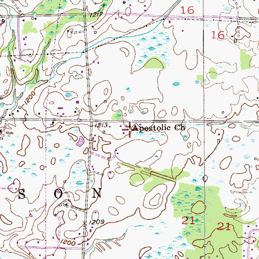 Topographic Map of Apostolic Church, MN