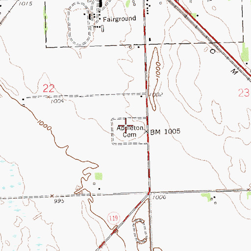 Topographic Map of Appleton Cemetery, MN
