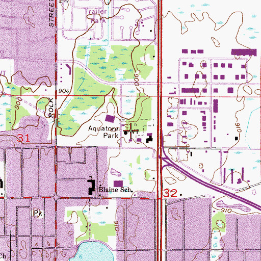 Topographic Map of Aquatore Park, MN