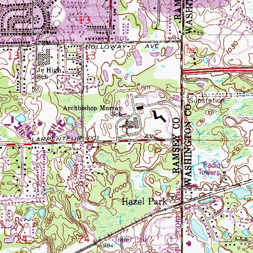 Topographic Map of Hill - Murray School, MN