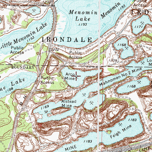 Topographic Map of Arco Mine, MN