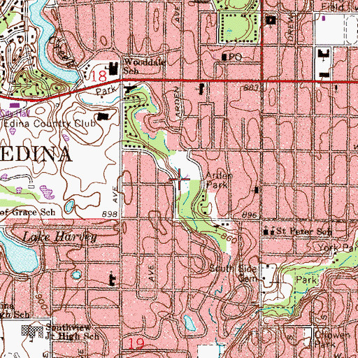 Topographic Map of Arden Park, MN