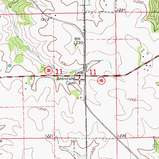 Topographic Map of Arendahl Cemetery, MN