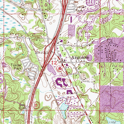 Topographic Map of Argonne, MN