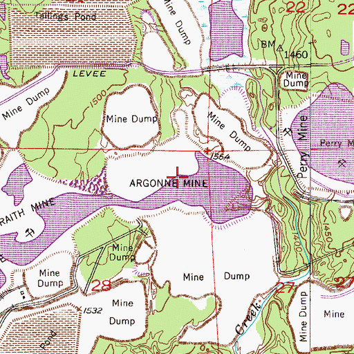 Topographic Map of Argonne Mine, MN