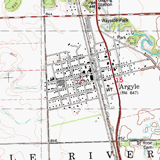 Topographic Map of Argyle, MN
