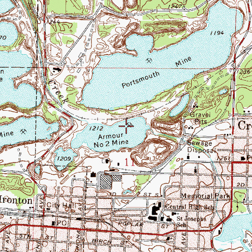 Topographic Map of Armour Number Two Mine, MN