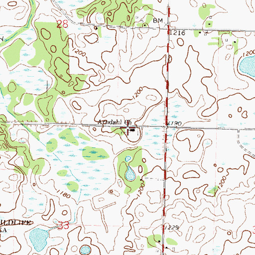 Topographic Map of Arndahl Church, MN