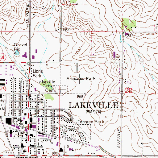 Topographic Map of Aronson Park, MN